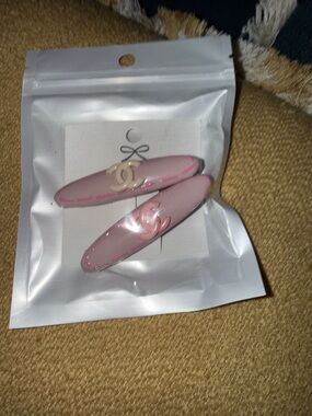Pink Logo Accent Hair Clips - Luxury-Inspired Women’s Accessory